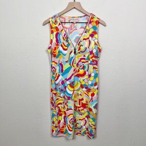 Philosophy Women's Colorful Abstract Dress Size Medium Sleeveless Zip V-Neck